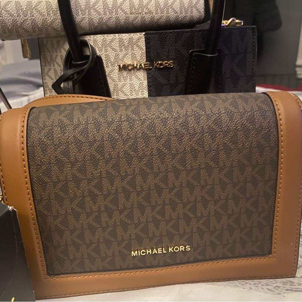 Michael Kors Brown and Tan Crossbody Bag